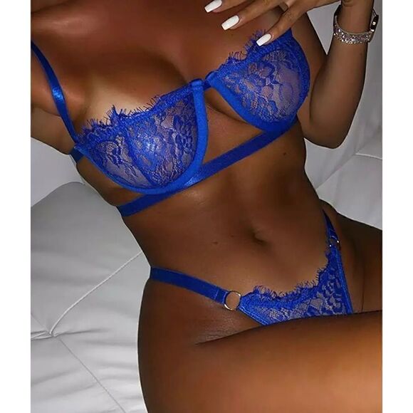 Sexy Sheer Floral Lace Lingerie Set - Picture 1 of 6